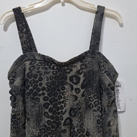 Miraclesuit Leopard Print With Metallic Detail Summer Top Size 10 Black/Gold NWT - Picture 13 of 14